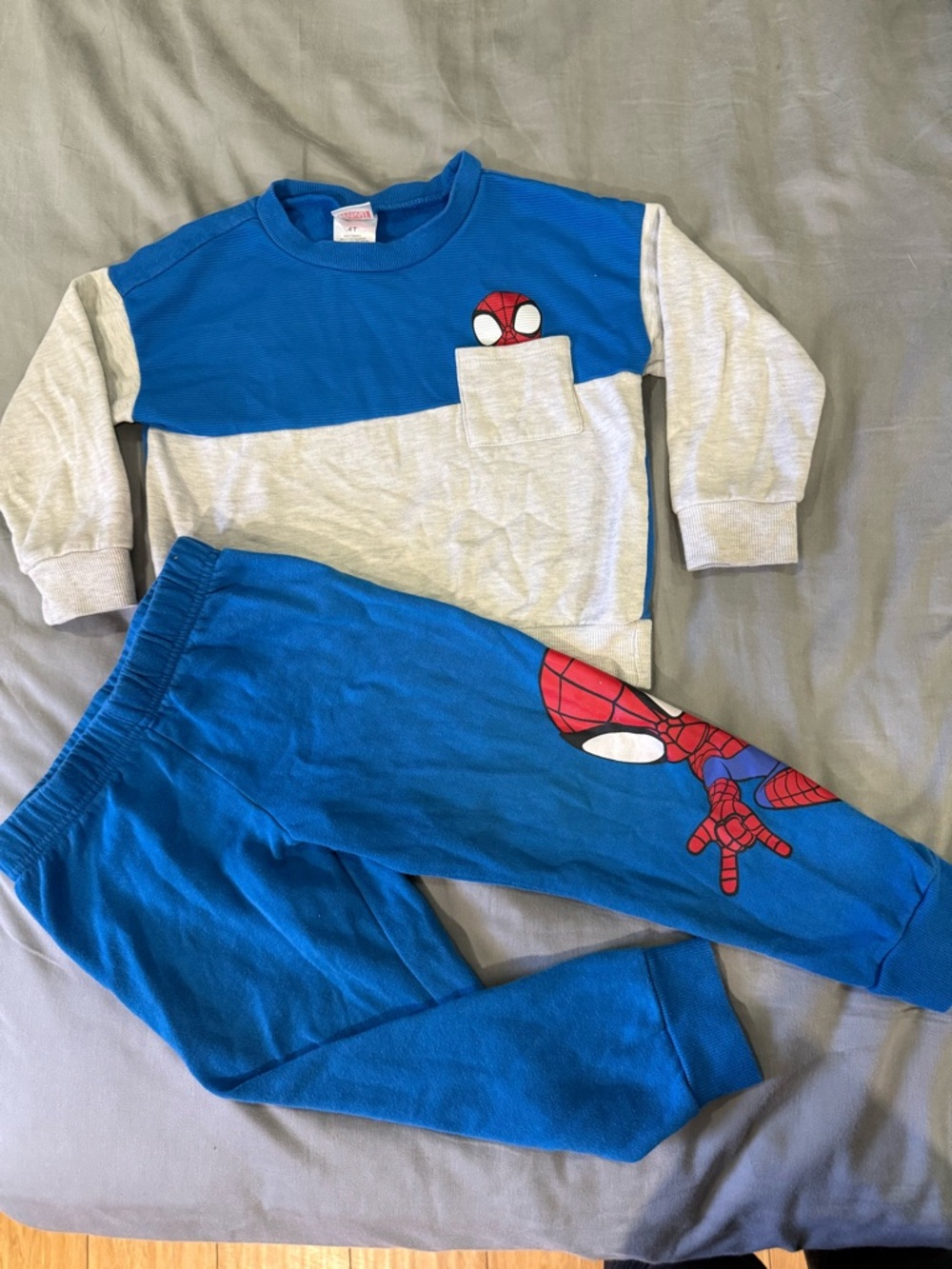 Boys Blue & Gray Spider-Man Pajama Set